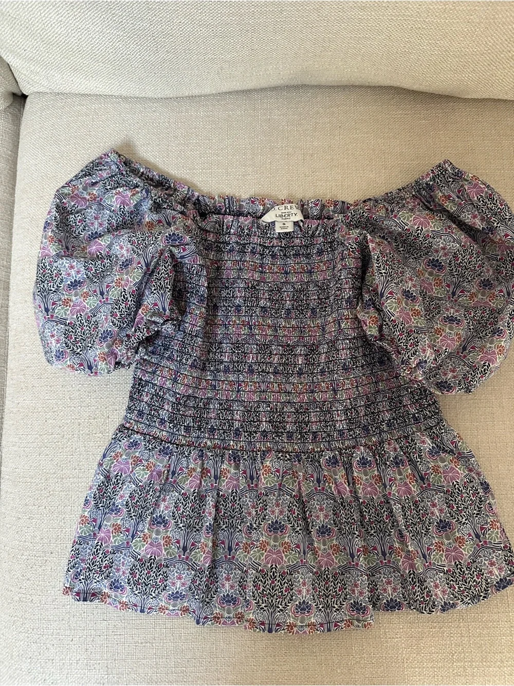 J. Crew Floral Smocked Peplum top